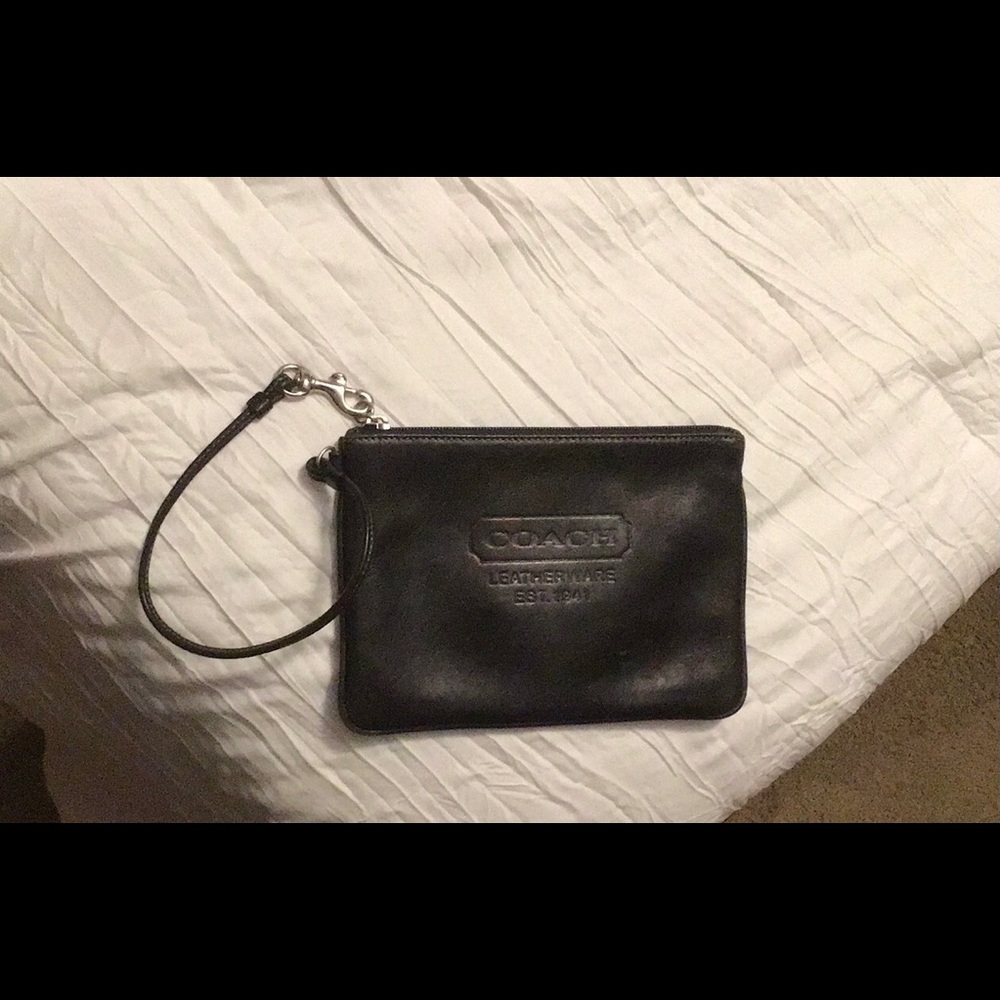 Black coach leather wristlet